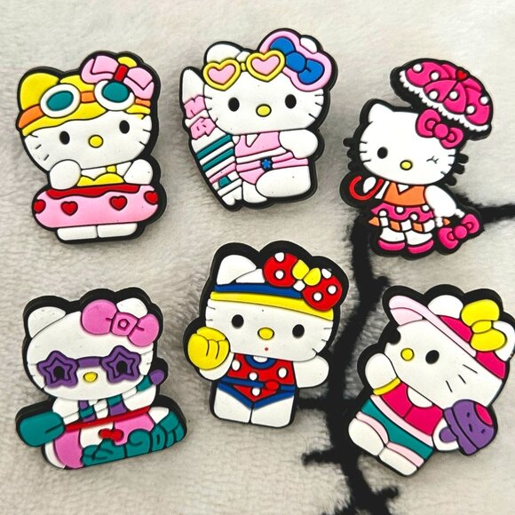 New 6 piece Hello Kitty Summer Theme Shoe Charms for Crocs - Picture 1 of 1